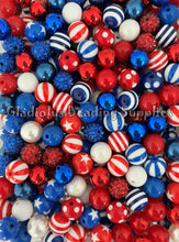 Load image into Gallery viewer, 16mm Fourth Of July Mixed Beads - Acrylic Beads - Bubblegum Beads - Chunky Beads
