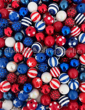 Load image into Gallery viewer, 16mm Fourth Of July Mixed Beads - Acrylic Beads - Bubblegum Beads - Chunky Beads
