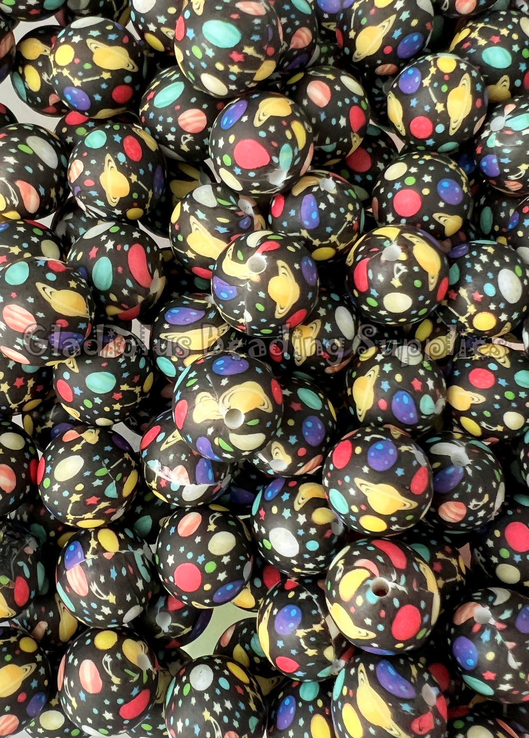 15mm Galaxy Colorful Print Silicone Bead, Loose Beads.