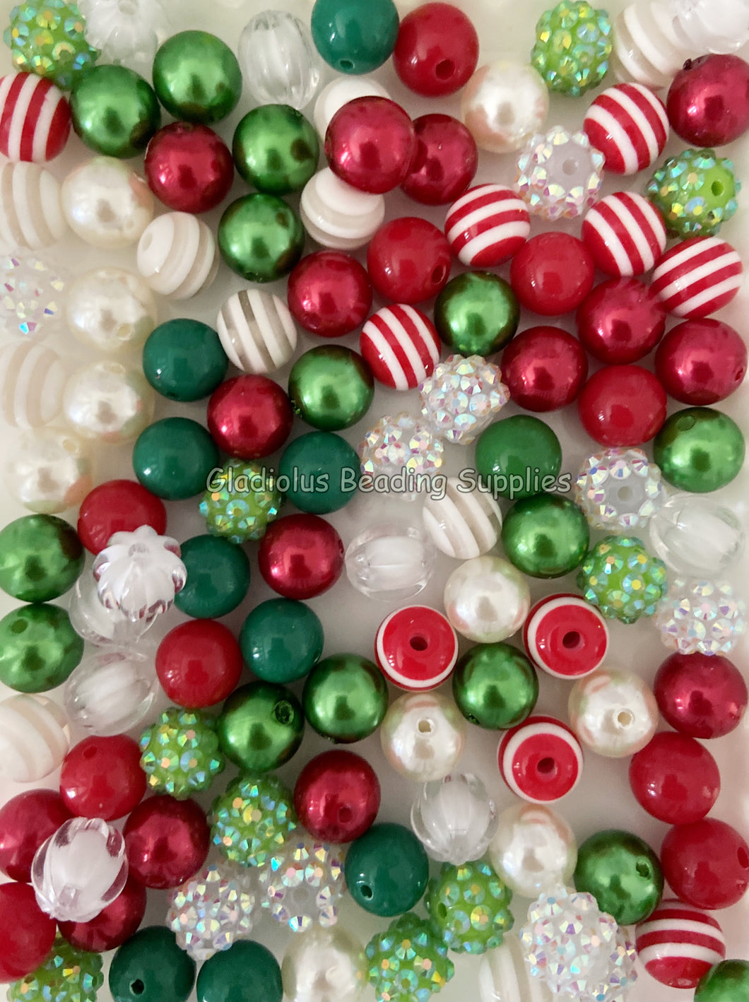 100qty 12mm Christmas #4 Mixed Beads - Acrylic Mixed Beads - Bubblegum Beads - Chunky Beads #1238