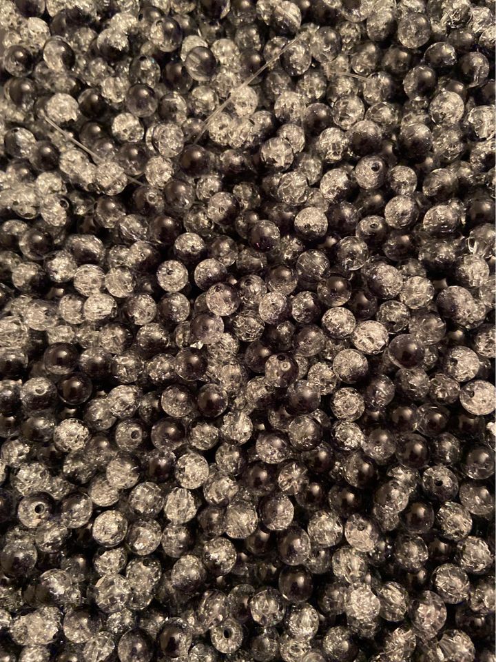 100 pcs 8mm Black Acrylic Cracked Crystal Beads - Multicolor Beads - For Jewelry Making