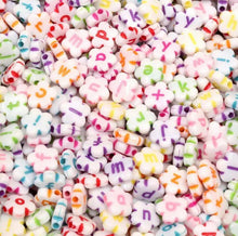 Load image into Gallery viewer, 100 pcs 11*11mm Acrylic Flower Letter Beads - Multicolor Beads - For Jewelry Making
