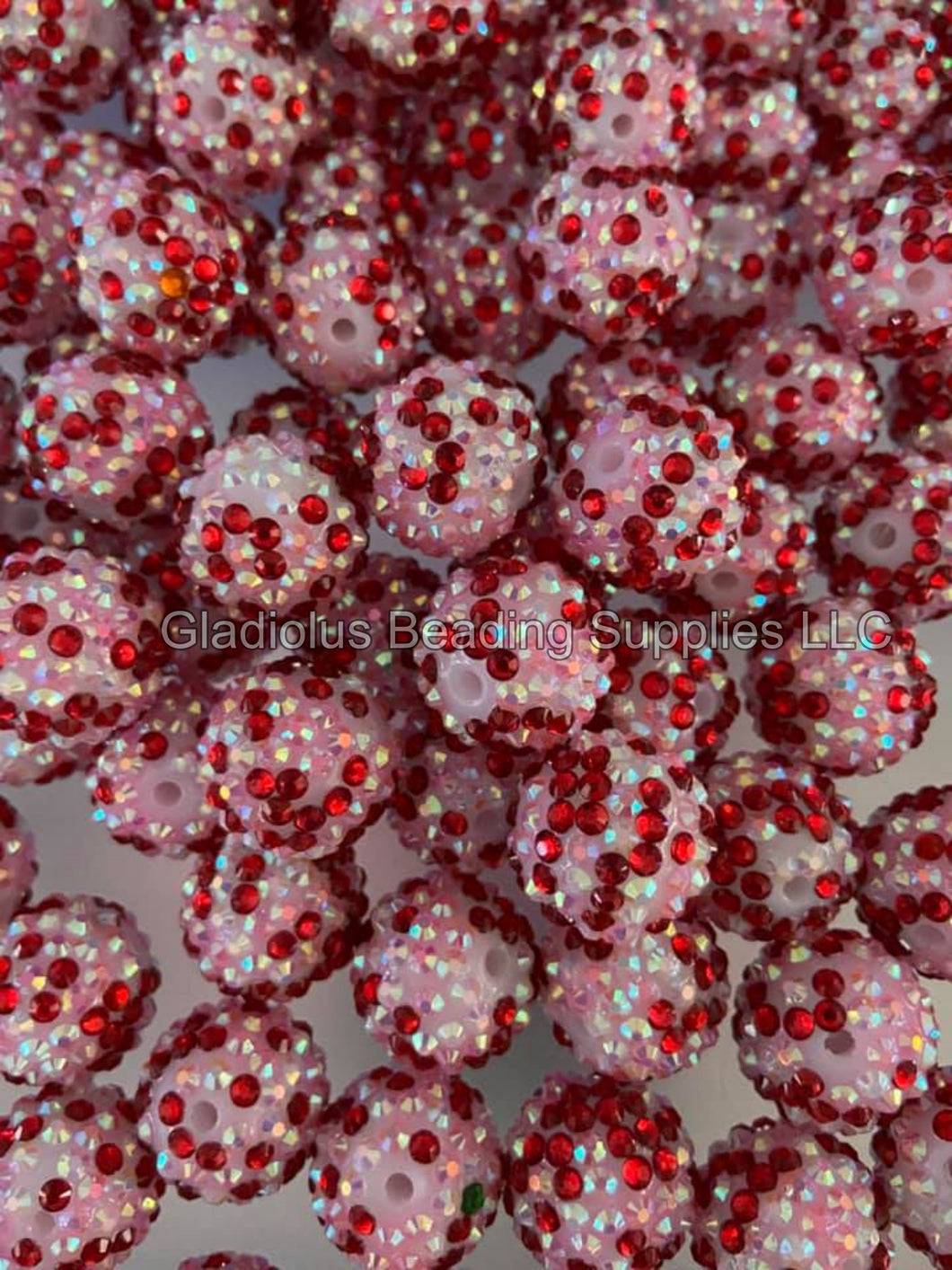 20mm Pink Dot Rhinestone Beads - Acrylic  Beads - Bubblegum Beads - Chunky Beads