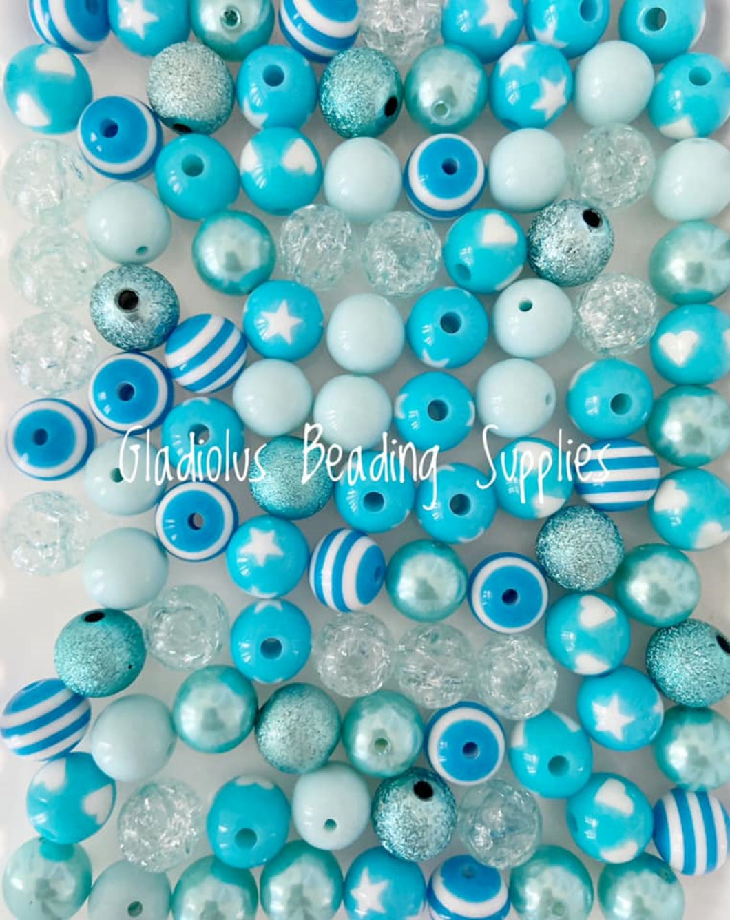 100qty 12mm Blue Mixed Beads - Acrylic Solid Beads - Bubblegum Beads - Chunky Beads