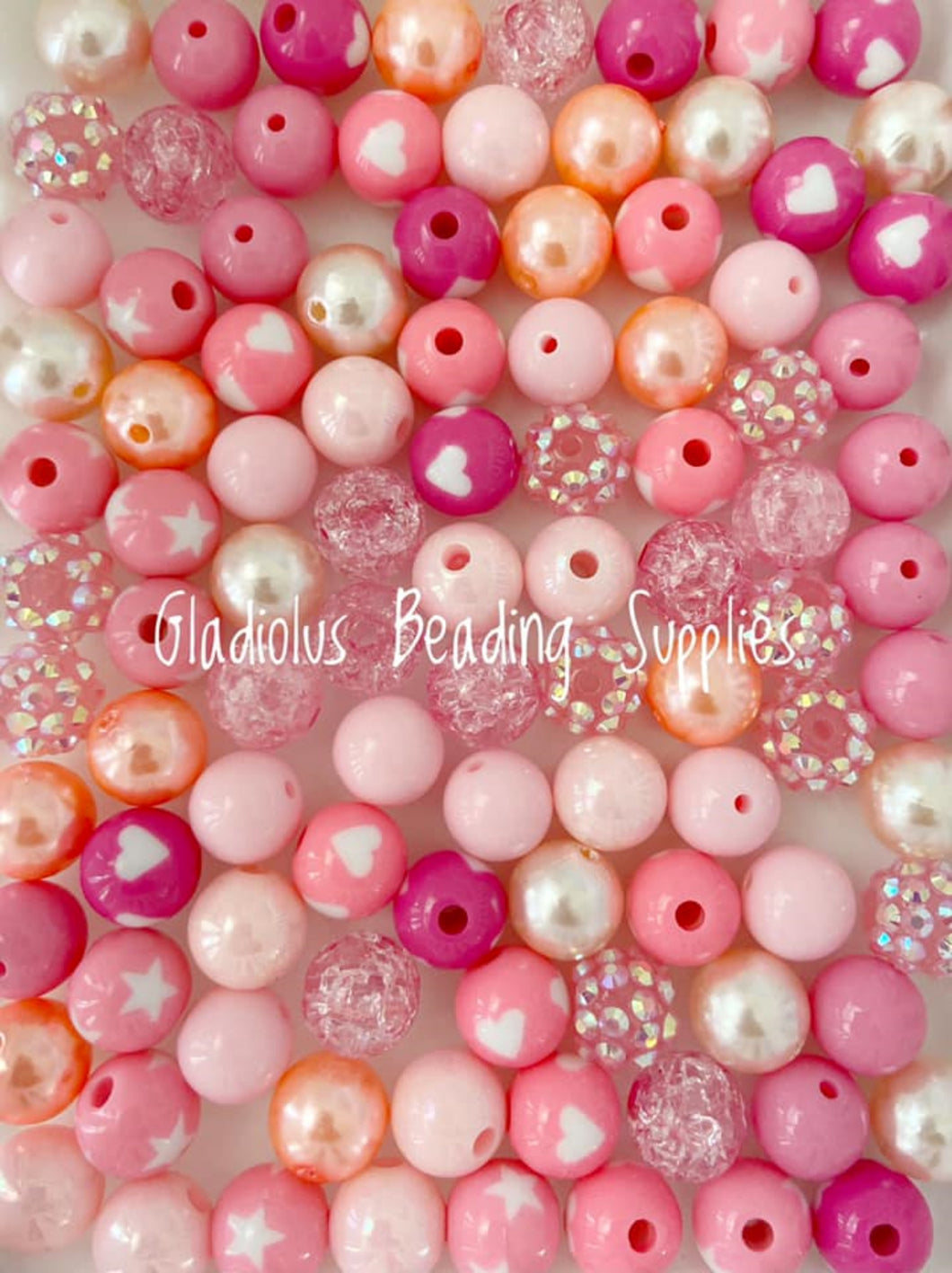 100qty 12mm Pink Mixed Beads - Acrylic Solid Beads - Bubblegum Beads - Chunky Beads