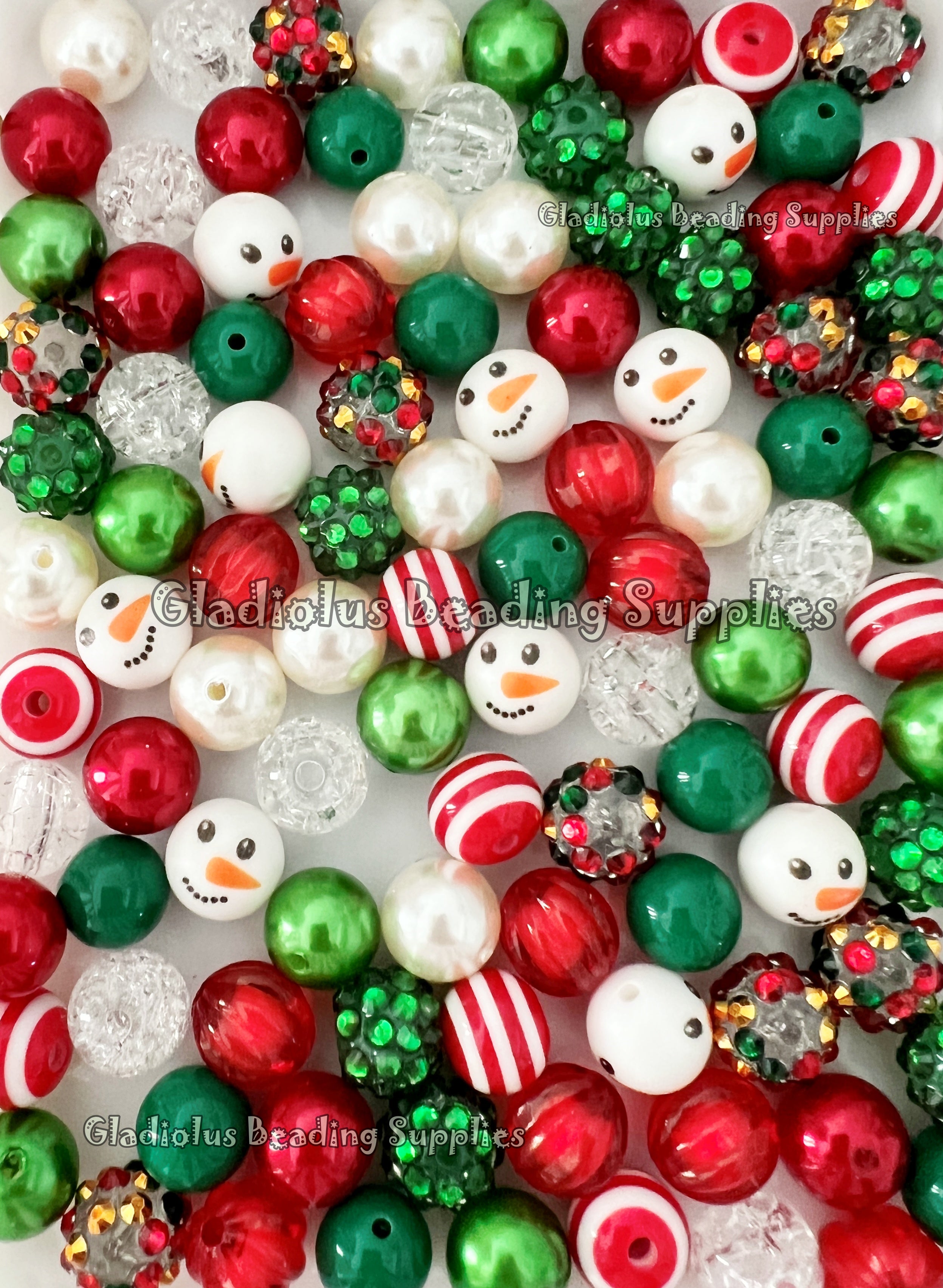 100qty 12mm Christmas #5 Mixed Beads - Acrylic Mixed Beads - Bubblegum –  Gladiolus Beading Supplies LLC