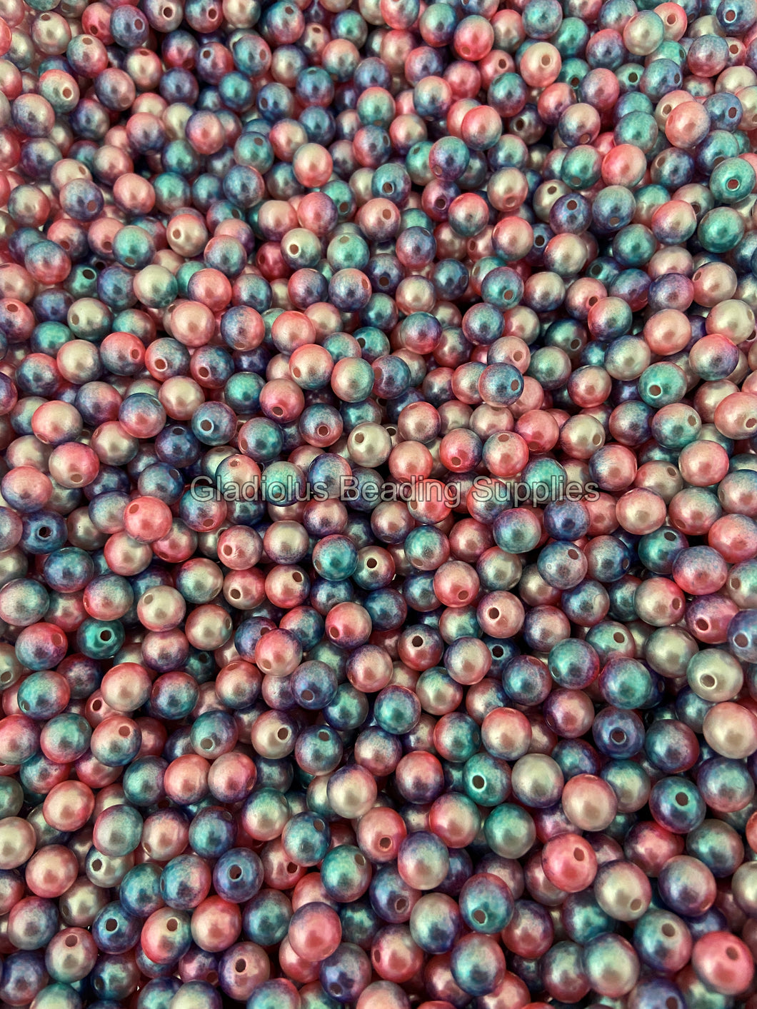 100 pcs 8mm Pink/Blue Rainbow Acrylic Beads - Multicolor Beads - For Jewelry Making #68