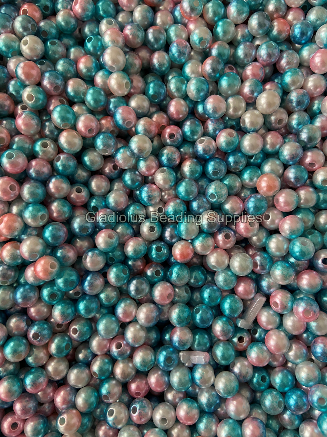 100 pcs 8mm Blue Rainbow Acrylic Beads - Multicolor Beads - For Jewelry Making #69