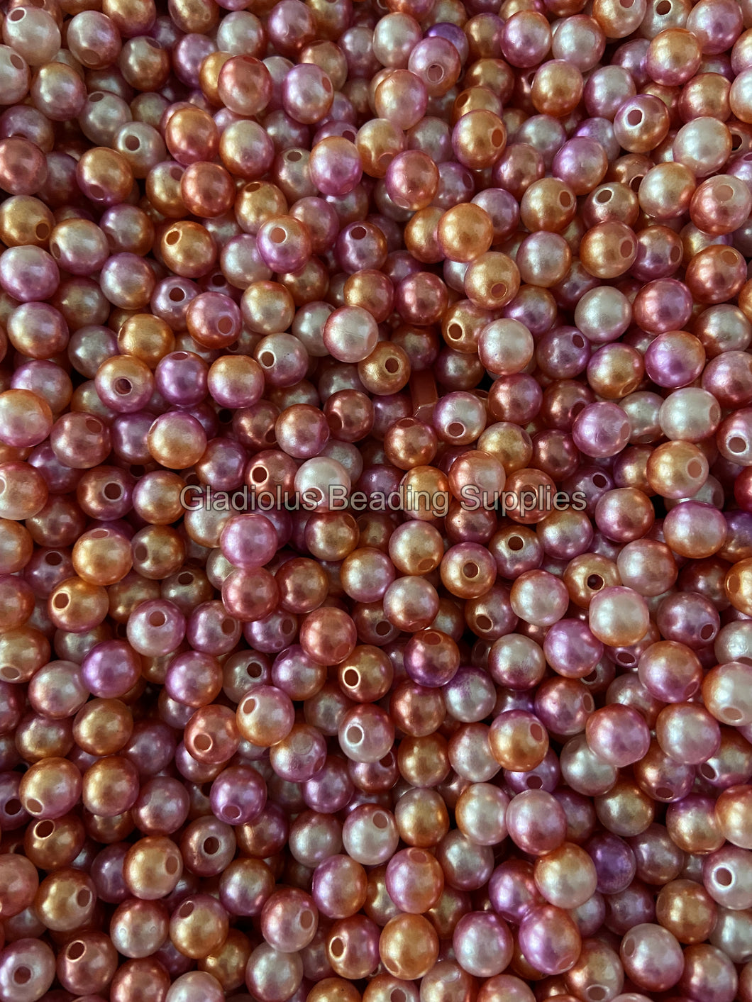 100 pcs 8mm Golden Rainbow Acrylic Beads - Multicolor Beads - For Jewelry Making #70