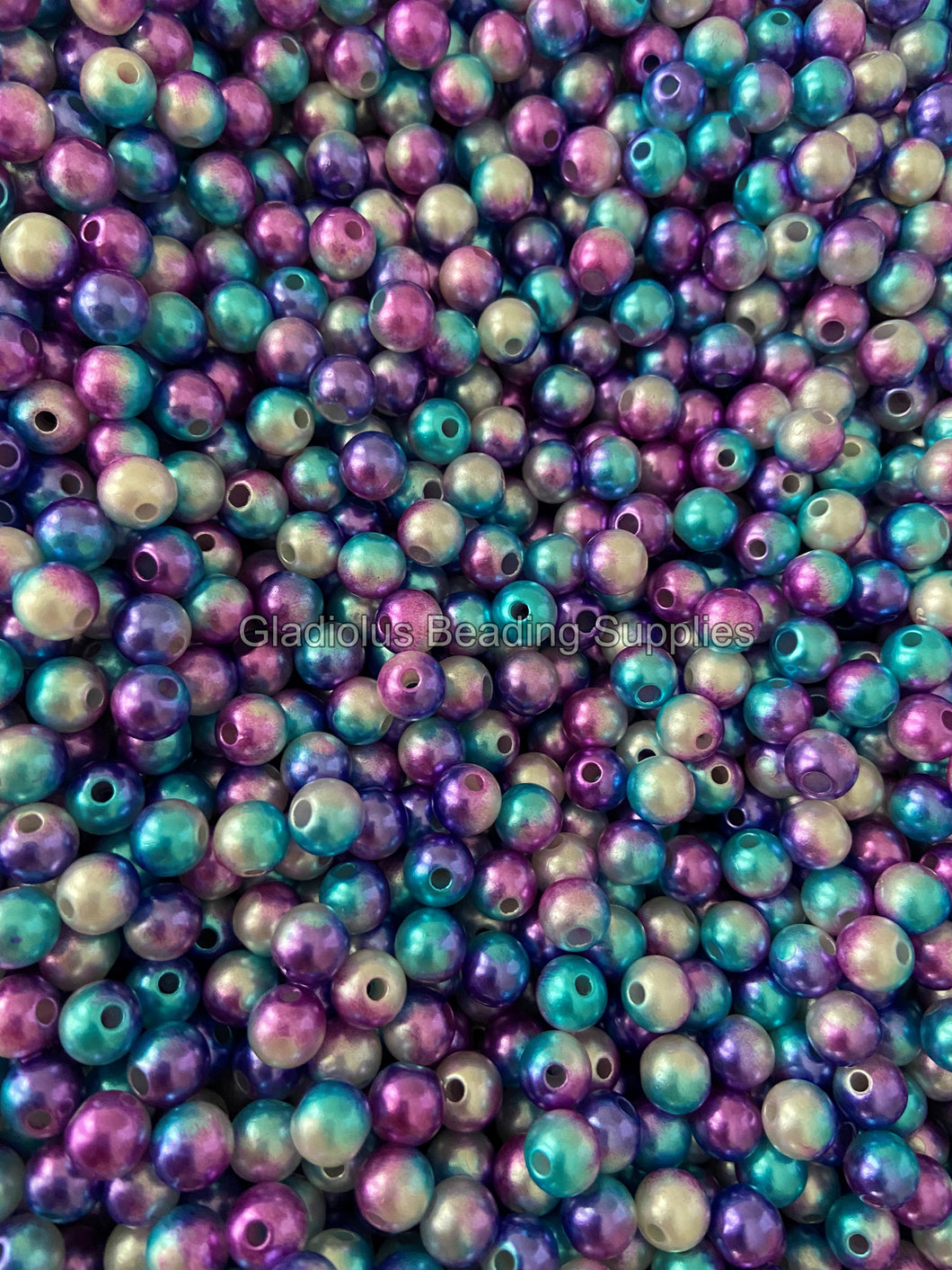 100 pcs 8mm Purple Rainbow Acrylic Beads - Multicolor Beads - For Jewelry Making #71