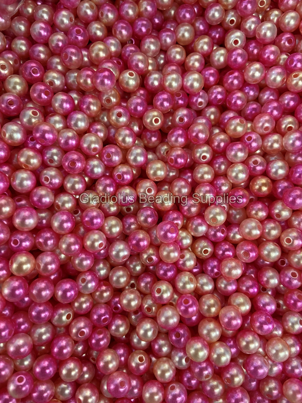 100 pcs 8mm Hot Pink Rainbow Acrylic Beads - Multicolor Beads - For Jewelry Making #73