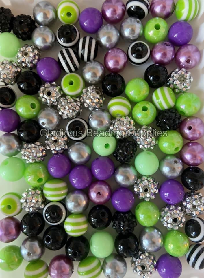 100qty 12mm Set #2 Halloween Mixed Beads - Acrylic Solid Beads - Bubblegum Beads - Chunky Beads #1220