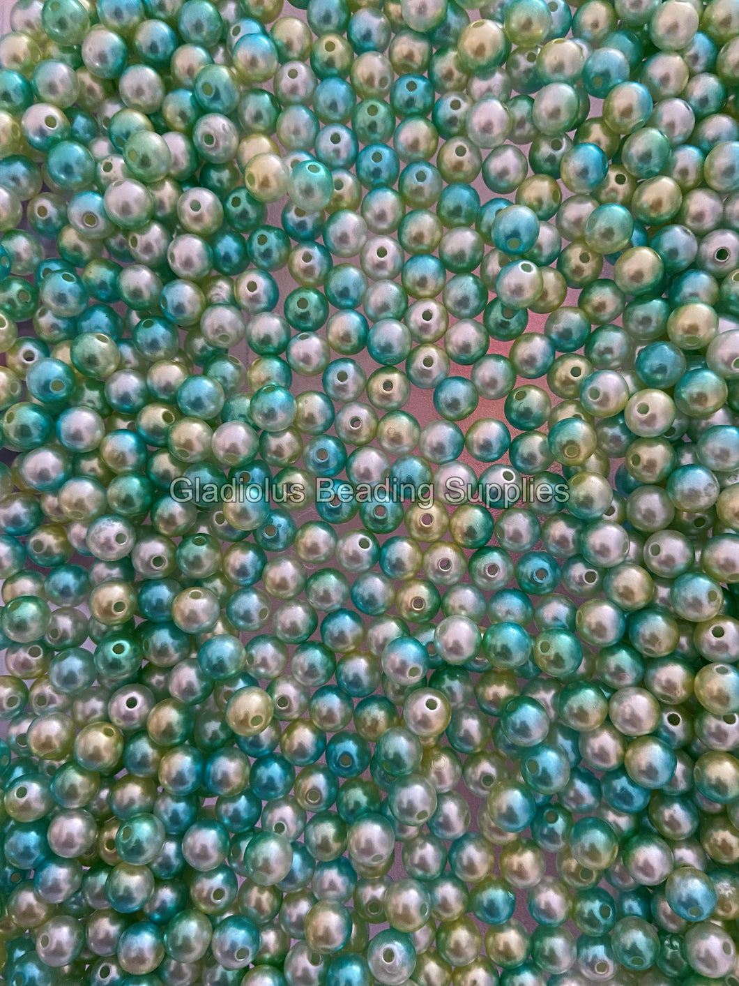 100 pcs 8mm Green Rainbow Acrylic Beads - Multicolor Beads - For Jewelry Making #77