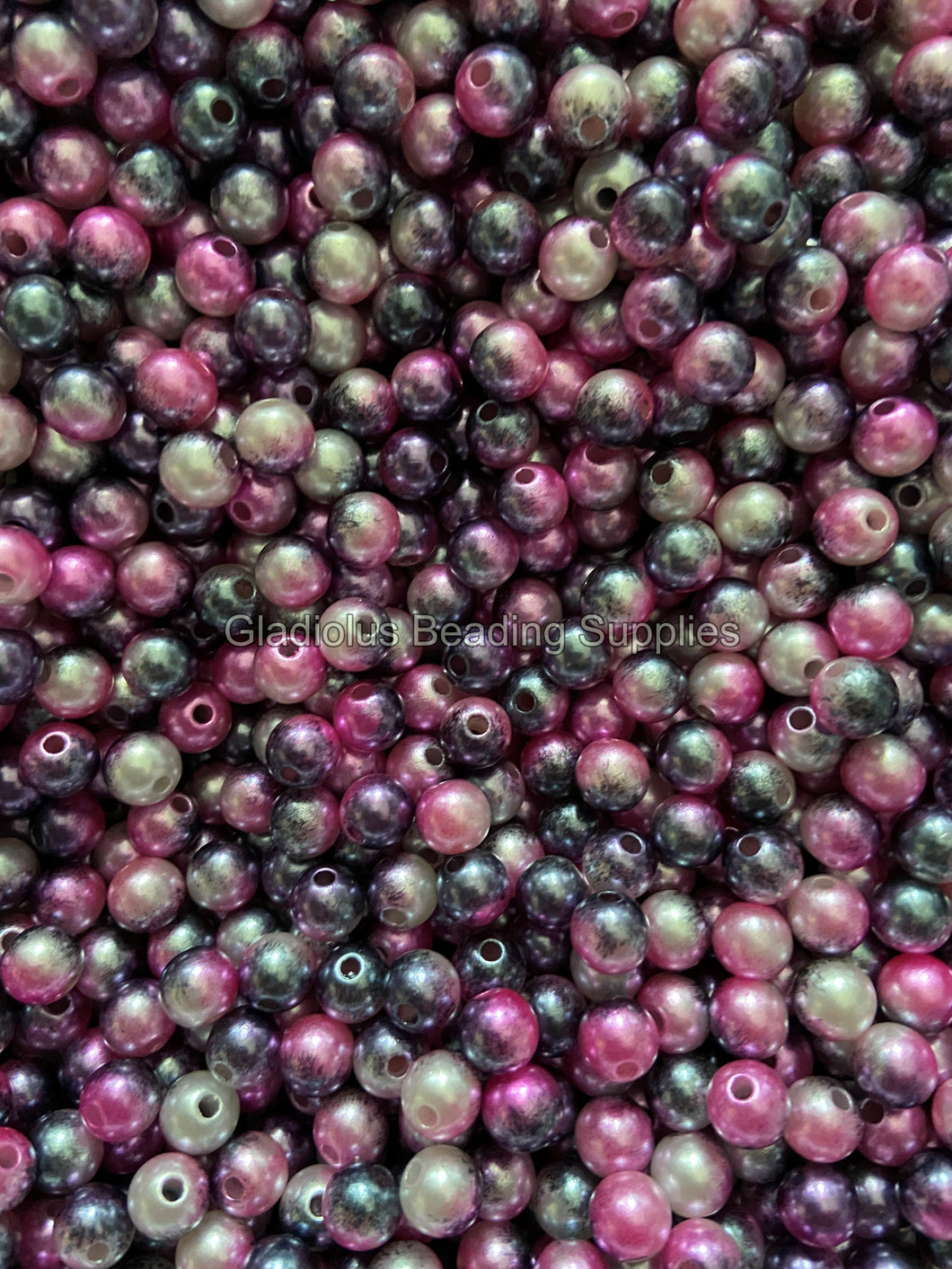 100 pcs 8mm Purple/Fucsia Rainbow Acrylic Beads - Multicolor Beads - For Jewelry Making #79