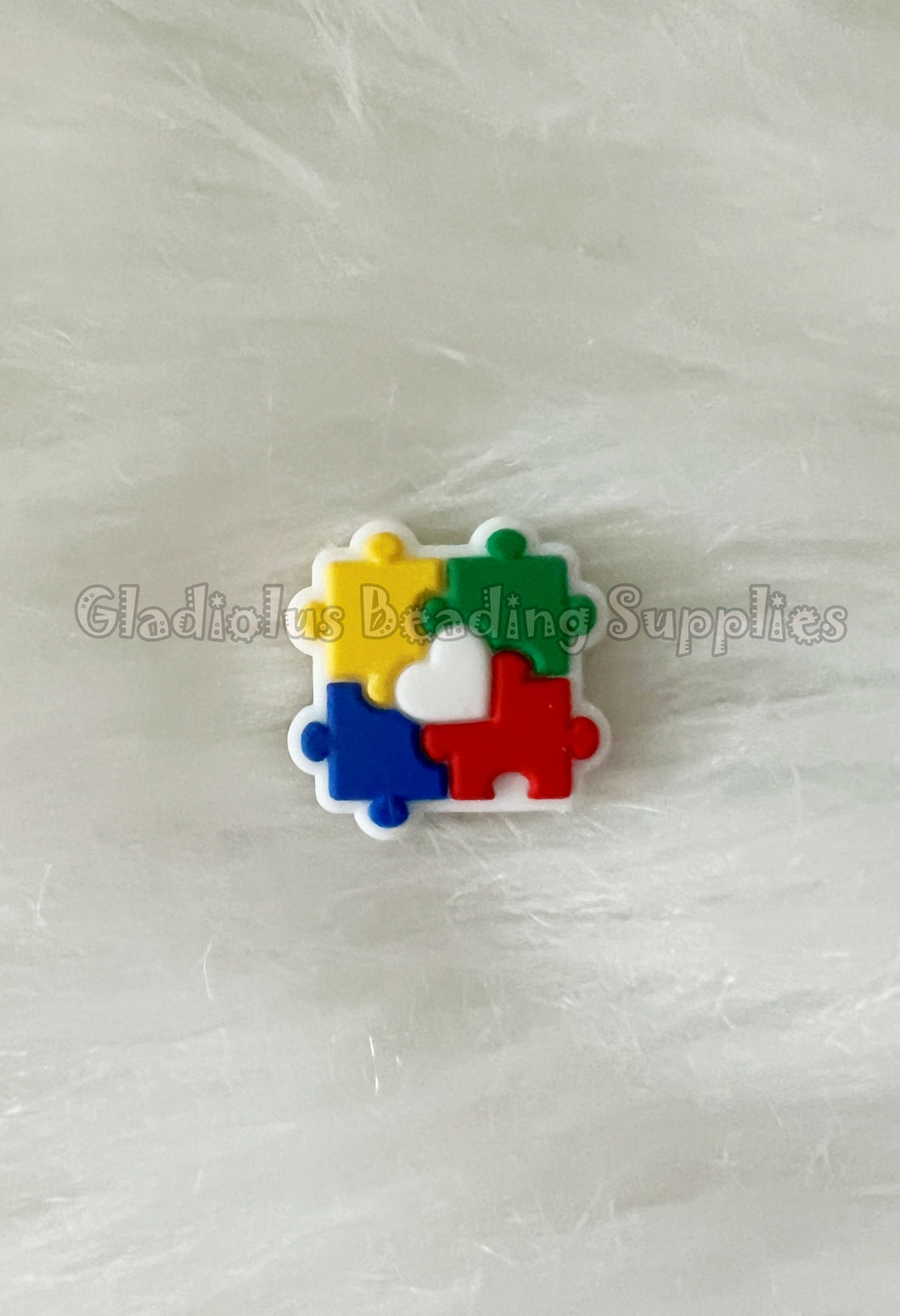 1 Pc 22mm*22mm - Autism Awareness Puzzle Focal Beads - Silicone Beads - Focal Beads