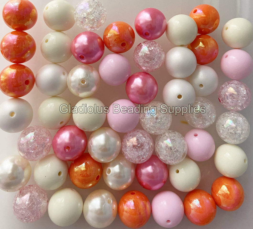 50 Qty 20mm Colorful Mixed Beads - Acrylic Chunky Beads - Chunky Beads #80