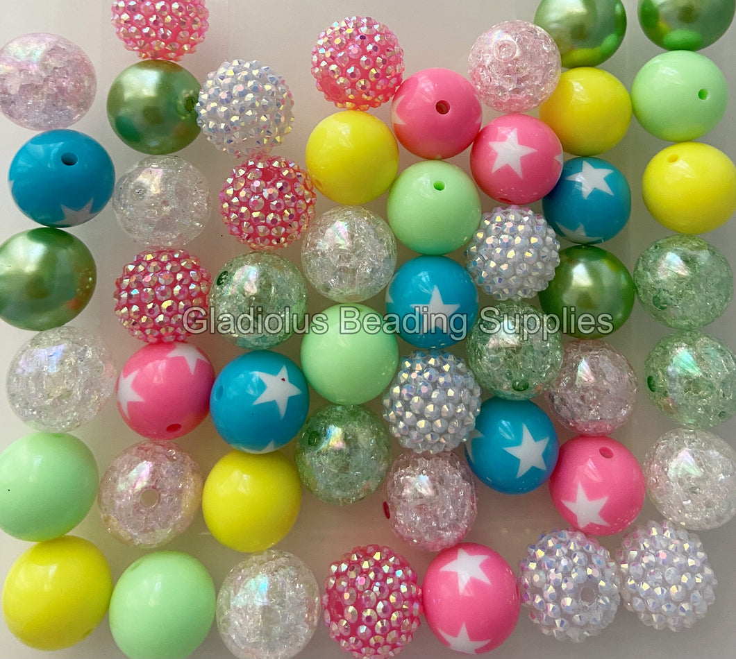 50 Qty 20mm Summer Theme II Mixed Beads - Acrylic Chunky Beads - Chunky Beads #85