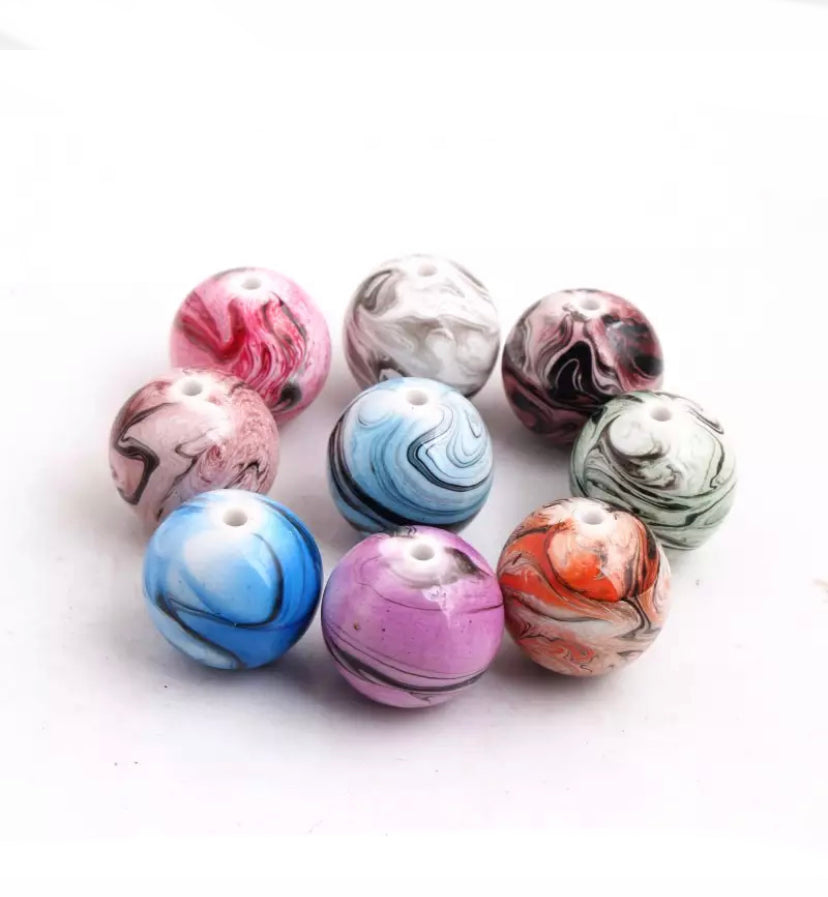 25 Qty 20mm Mixed Printed Beads - Acrylic Solid Beads - Bubblegum Beads - Chunky Beads