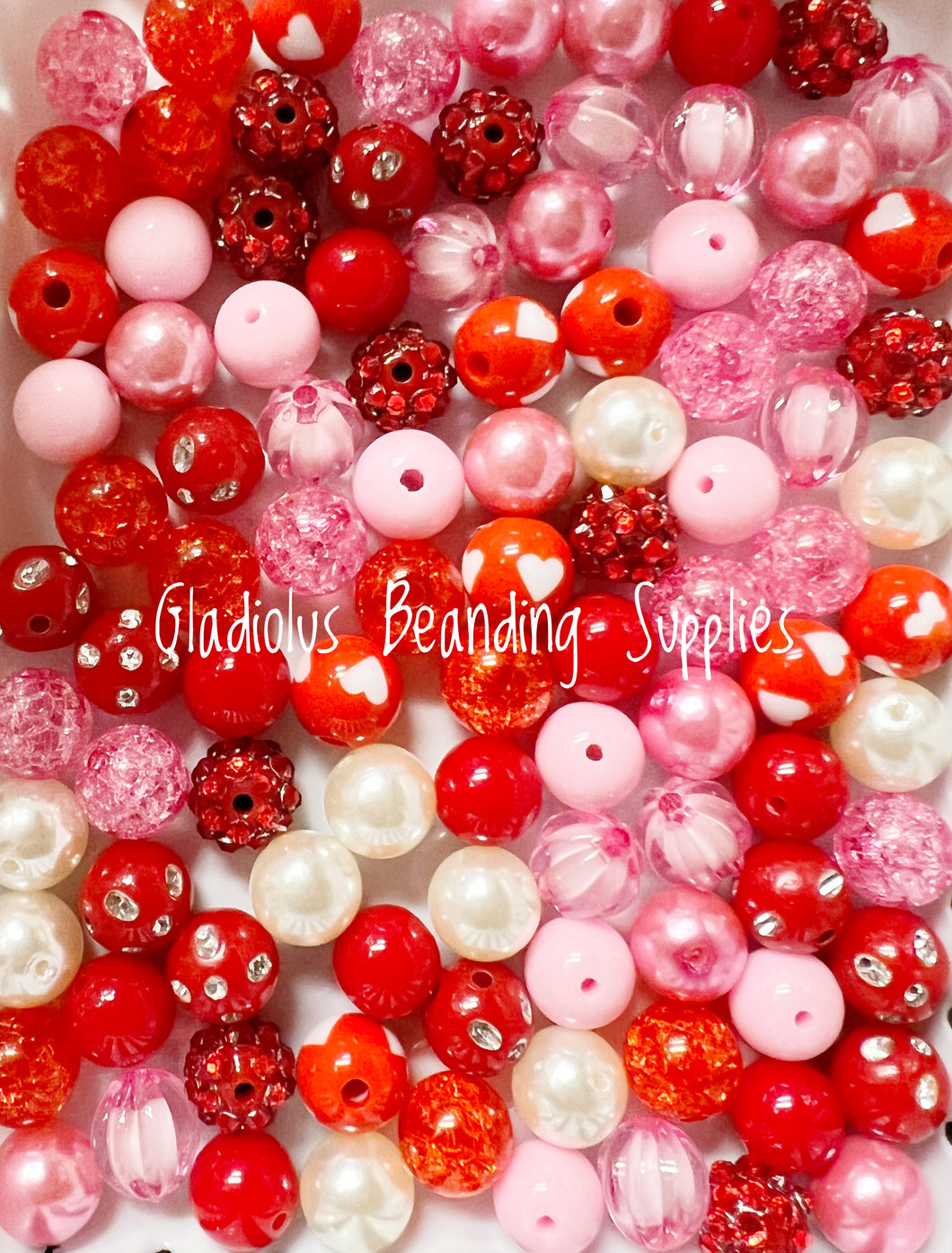 100qty 12mm Valentine Mixed Beads - Acrylic Mixed Beads - Bubblegum Beads - Chunky Beads #1201