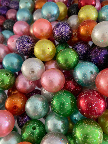 50 Qty 20mm Beads - Printed Mixed Beads, Bubblegum Beads - Acrylic Beads -  #128