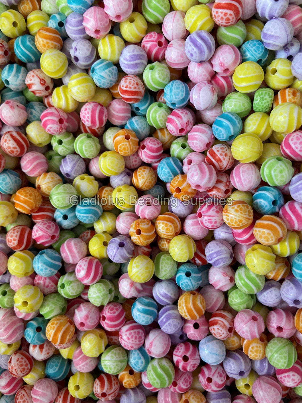 10mm Round Acrylic Beads - Multicolor Candy Beads - For Jewelry Making C12