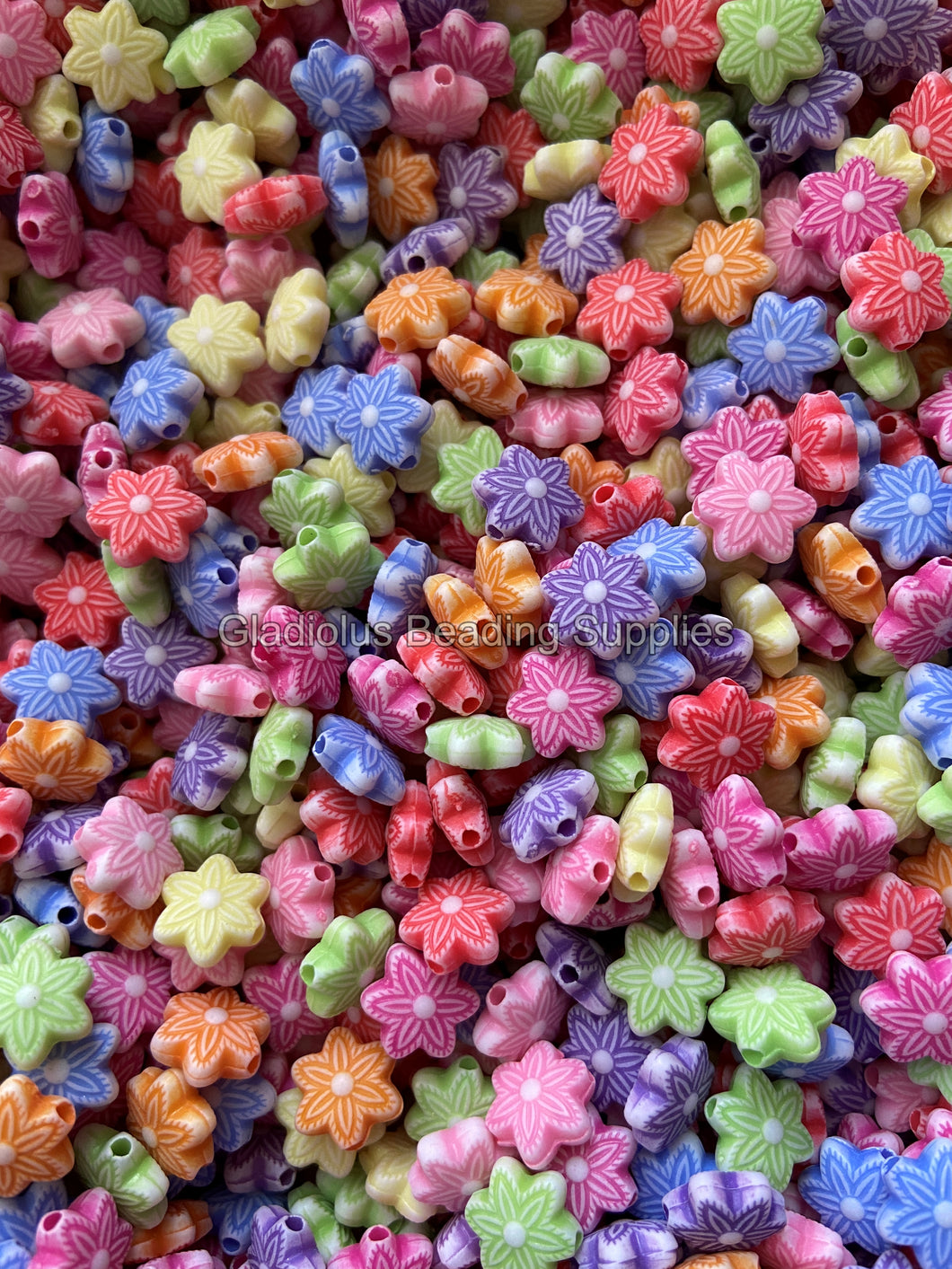 10mm Mini flower Acrylic Beads - Multicolor Candy Beads - For Jewelry Making C14