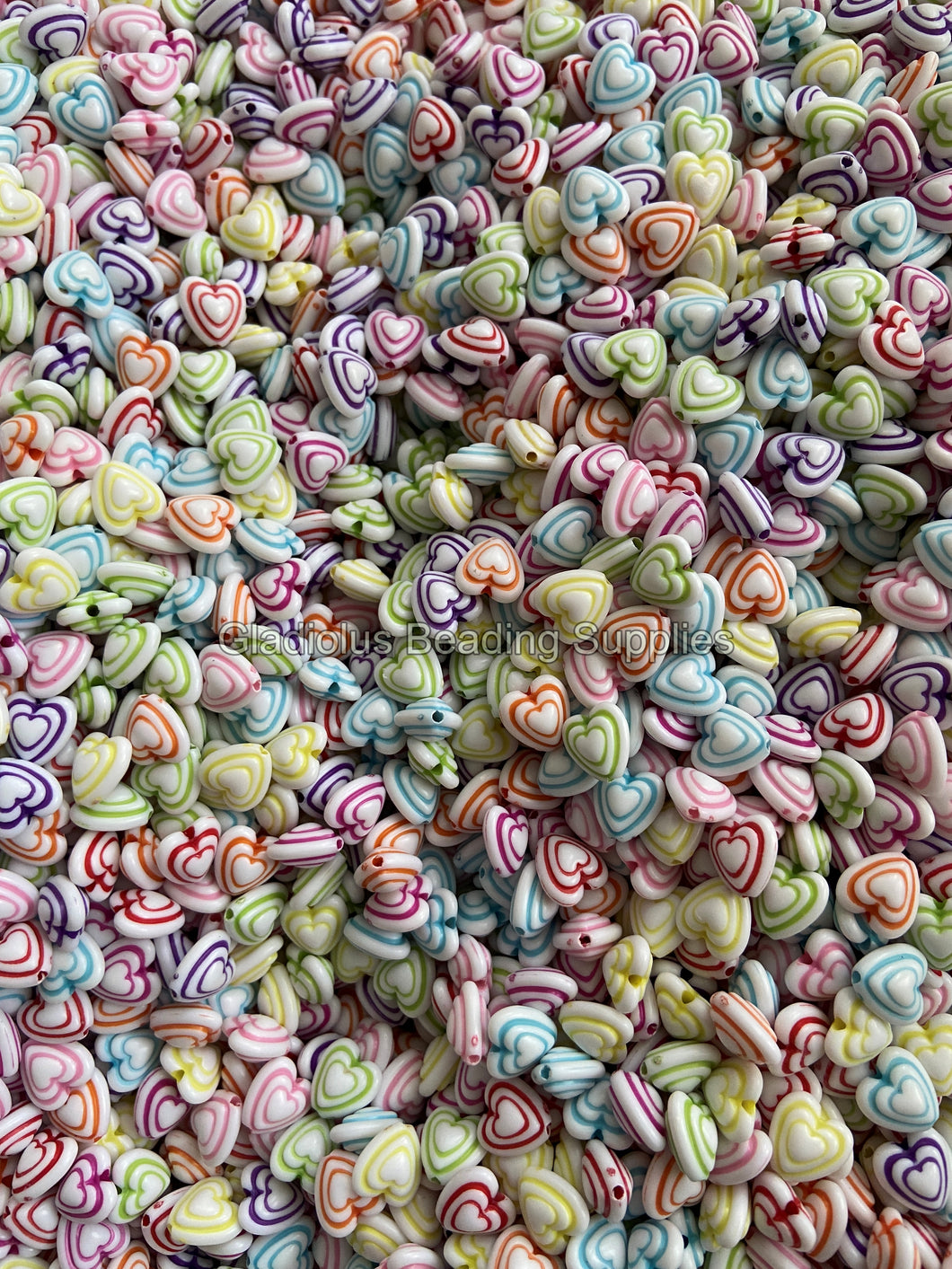 10mm Heart Acrylic Beads - Multicolor Candy Beads - For Jewelry Making C26