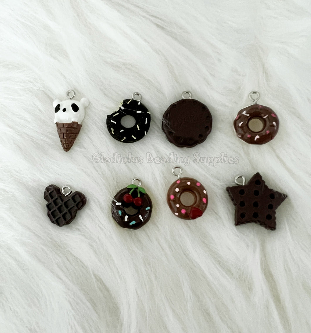 8 Pcs Chocolate Candy Charm In Resin Material - Chocolate Candy Design For Crafting Supplies *Flat Back*  CR007