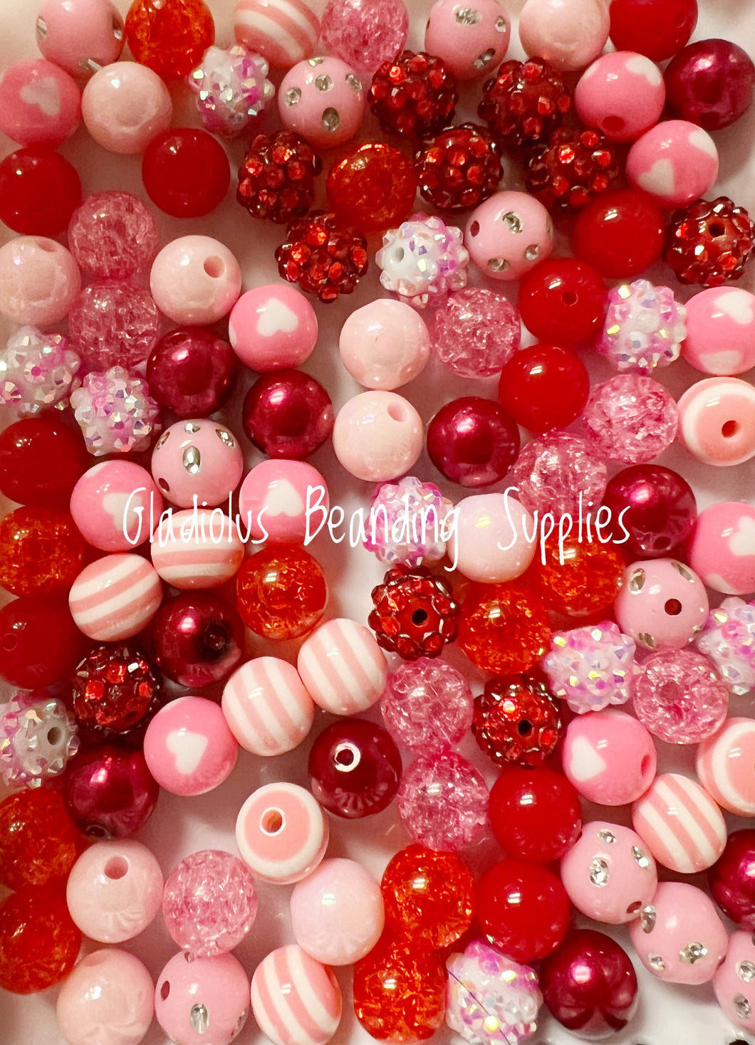 100qty 12mm Valentine #3 Mixed Beads - Acrylic Mixed Beads - Bubblegum Beads - Chunky Beads #1203