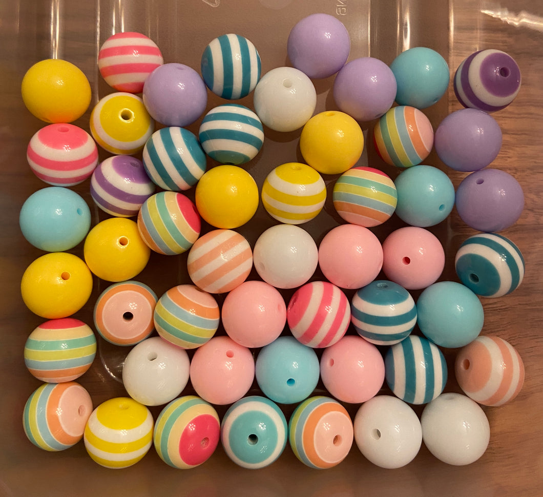 50 Qty 20mm Easter Set Mixed Beads - Acrylic Solid Beads - Chunky Beads #16