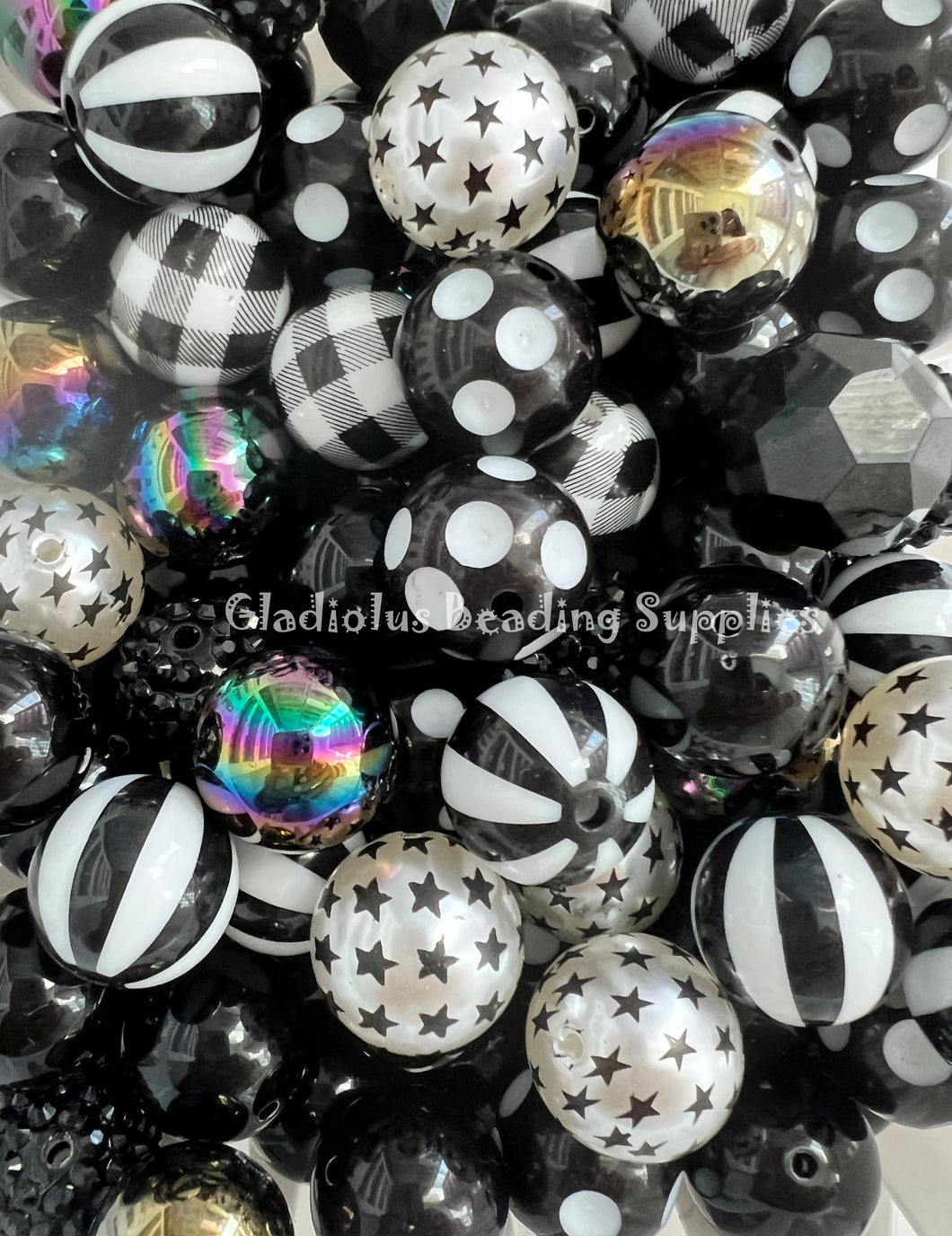 20mm Black Theme Mixed Beads - Acrylic Mixed Beads - Chunky Beads #112