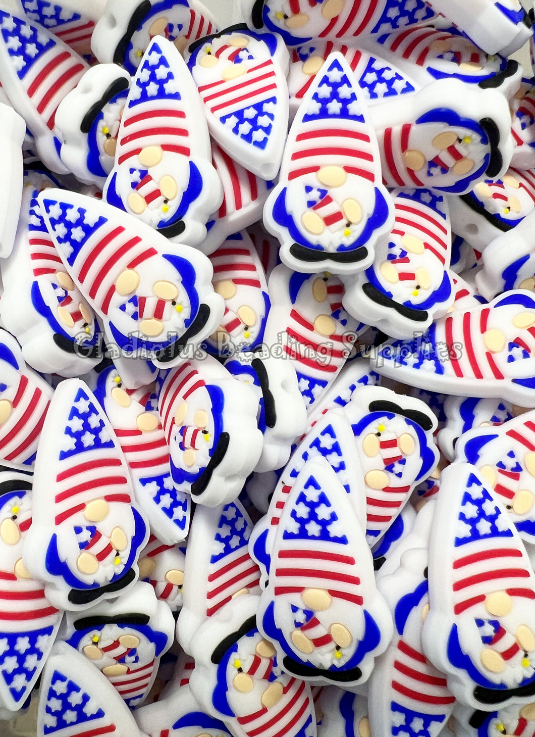 1 Pc 20mm*33mm - Fourth Of July Gnome Beads - Silicone Beads - Focal Beads