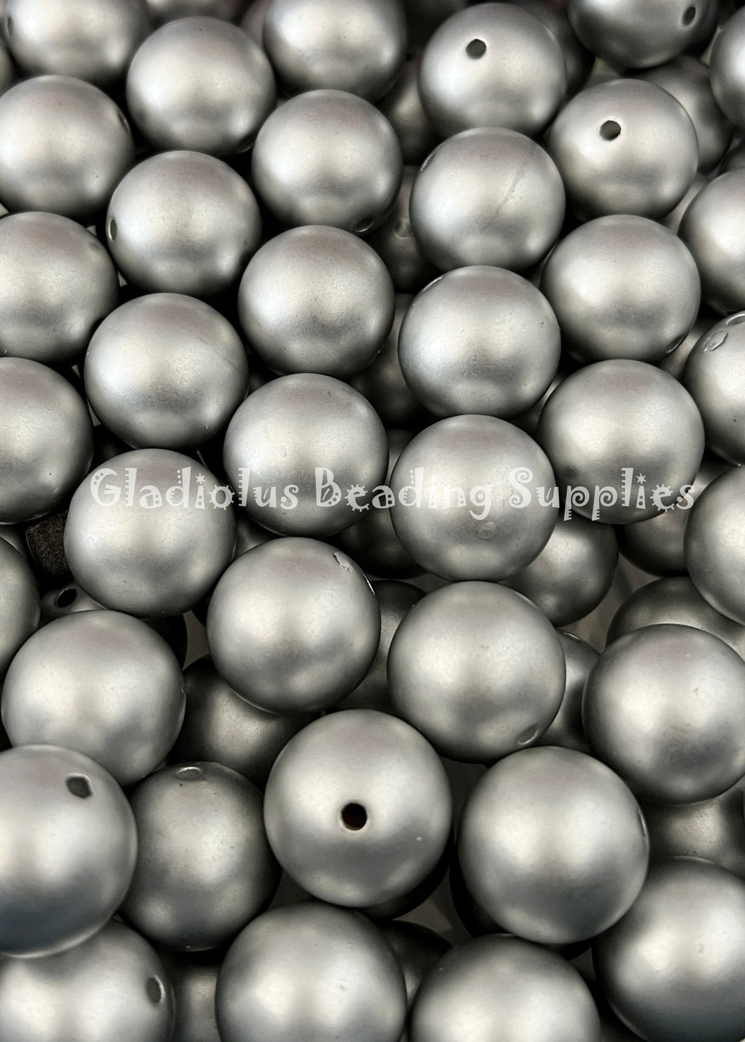 20mm Grey Matte Beads - Acrylic Matte Solid Beads - Bubblegum Beads - Chunky Beads