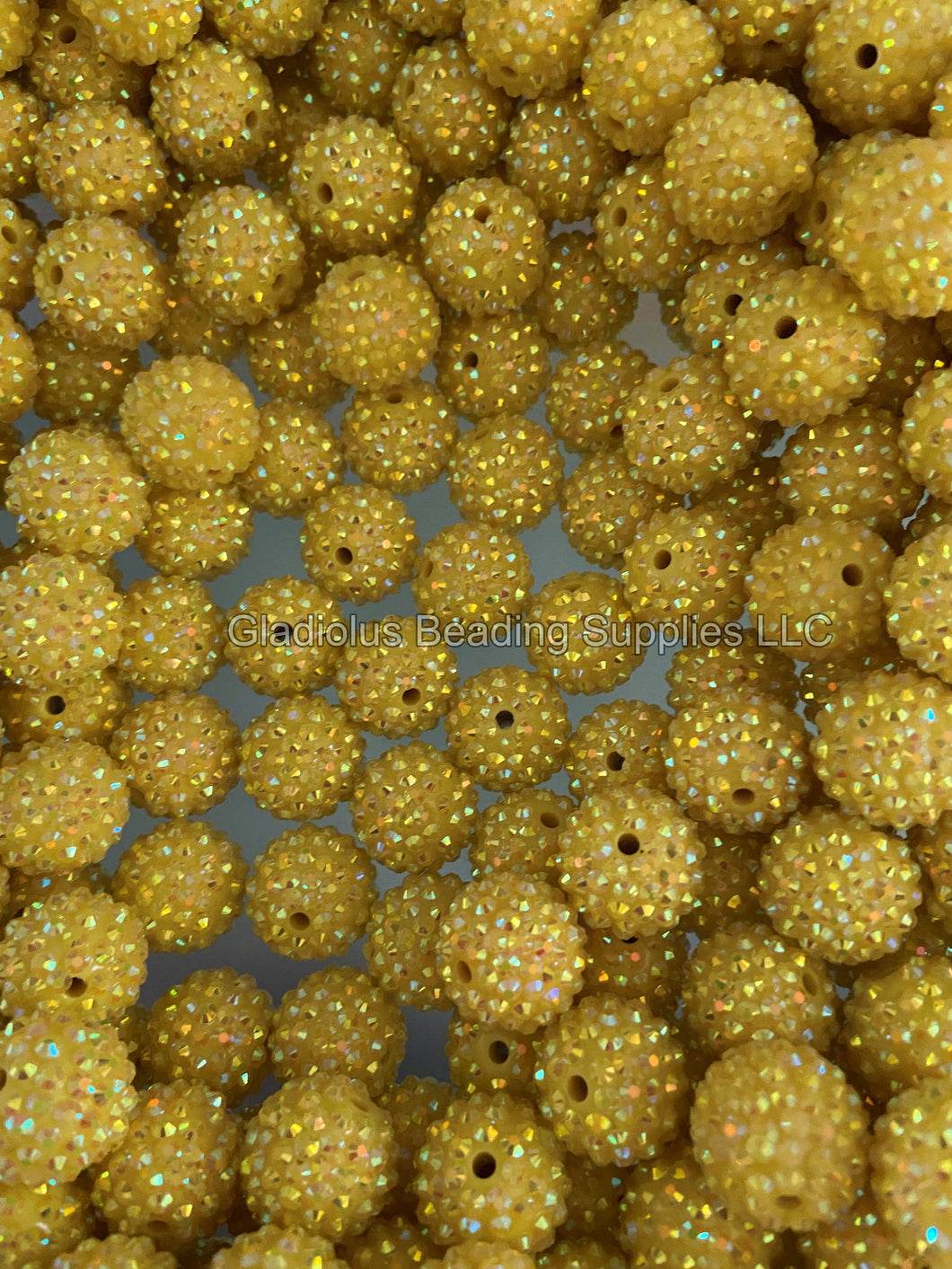 20mm Yellow Rhinestone Beads - Acrylic  Beads - Bubblegum Beads - Chunky Beads