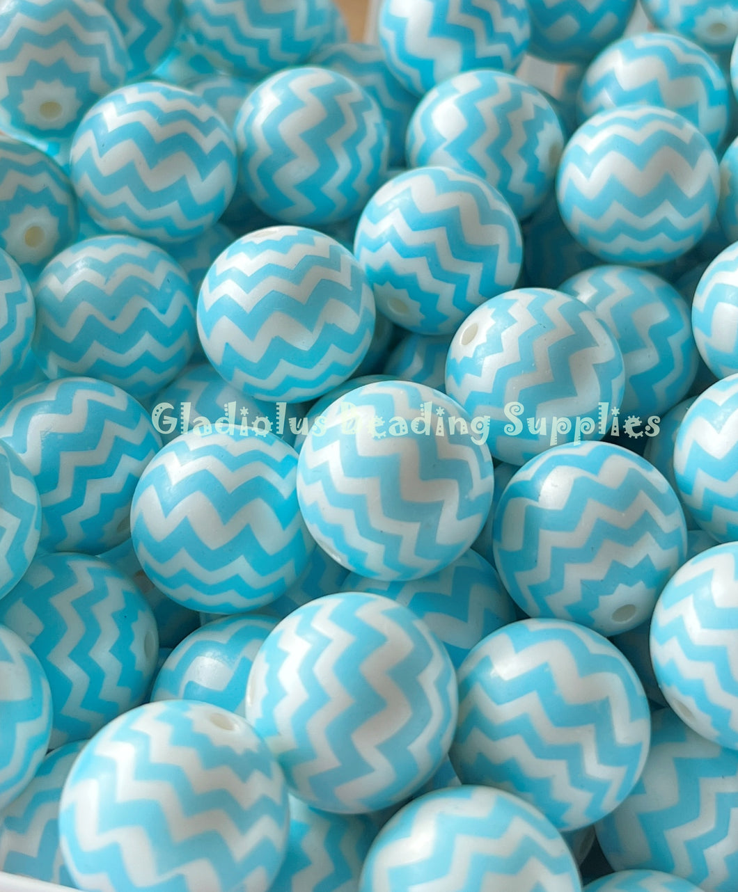 20mm Blue Matte Chevron Beads - Acrylic Matte Chevron Beads - Bubblegum Beads - Chunky Beads