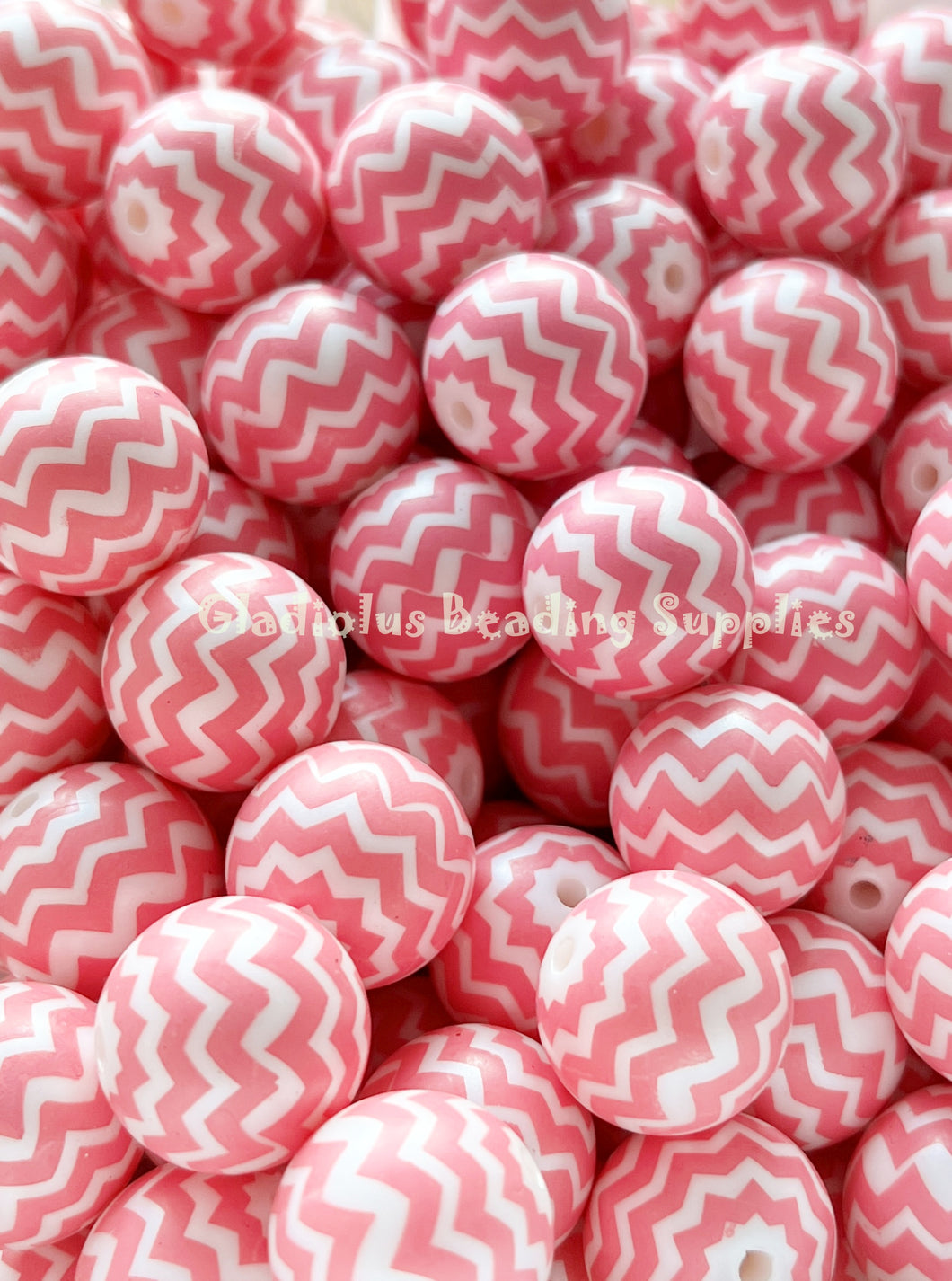 20mm Pink Matte Chevron Beads - Acrylic Matte Chevron Beads - Bubblegum Beads - Chunky Beads