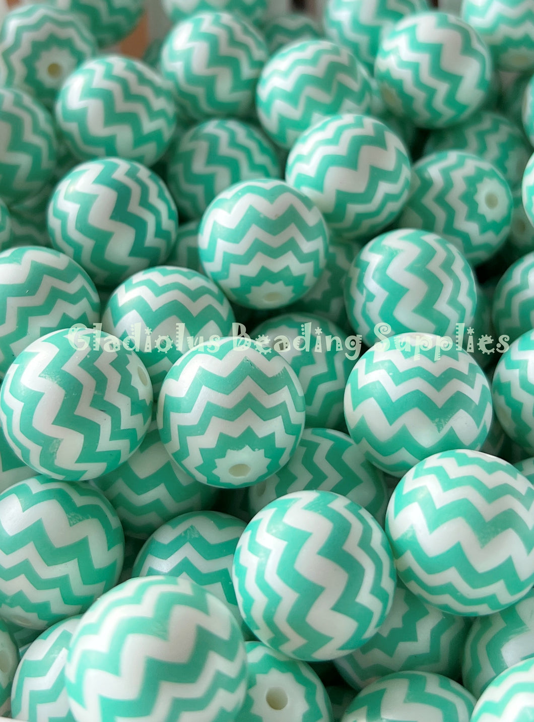 20mm Mint Matte Chevron Beads - Acrylic Matte Chevron Beads - Bubblegum Beads - Chunky Beads