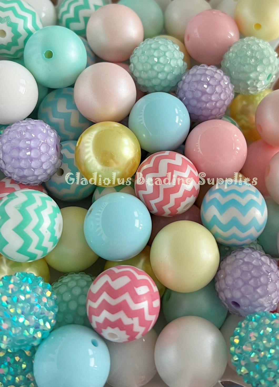 50 Qty 20mm Pastel / Easter Theme Mixed Beads - Acrylic Mixed Beads - Chunky Beads #113