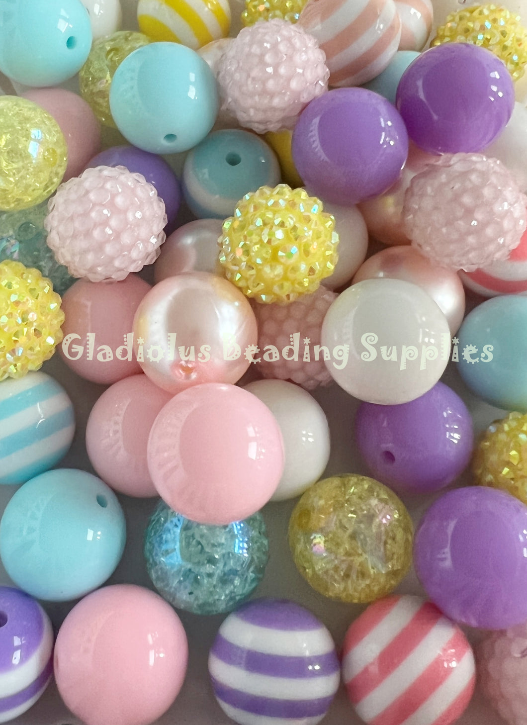 50 Qty 20mm Pastel / Easter II Theme Mixed Beads - Acrylic Mixed Beads - Chunky Beads #114