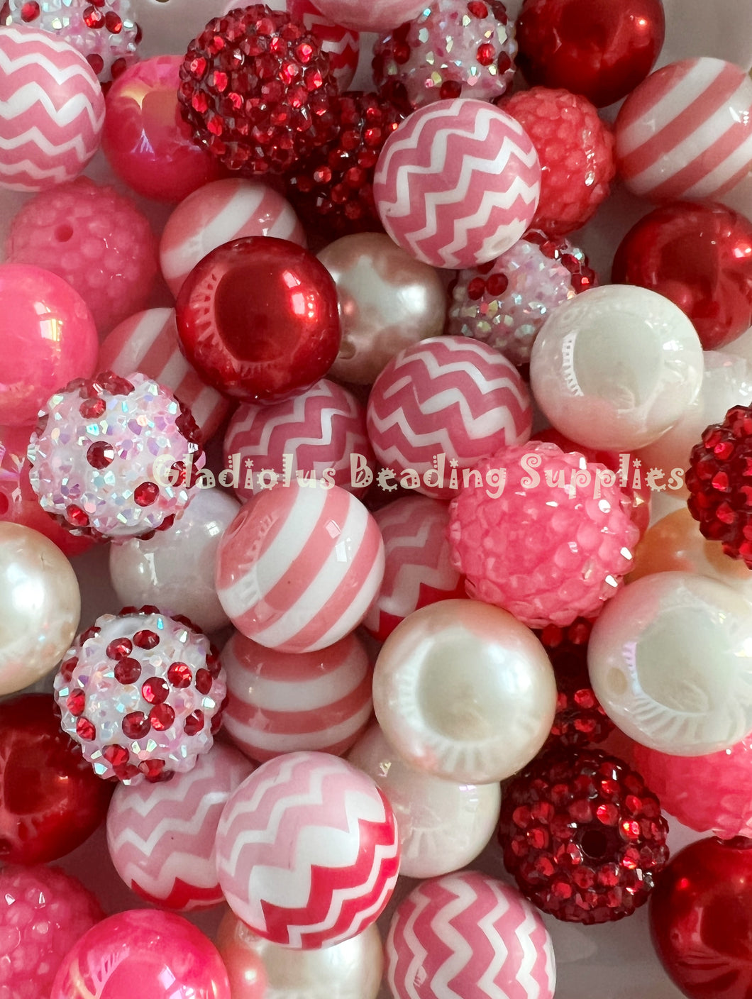 50 Qty 20mm Valentine Theme Mixed Beads - Acrylic Mixed Beads - Chunky Beads #116