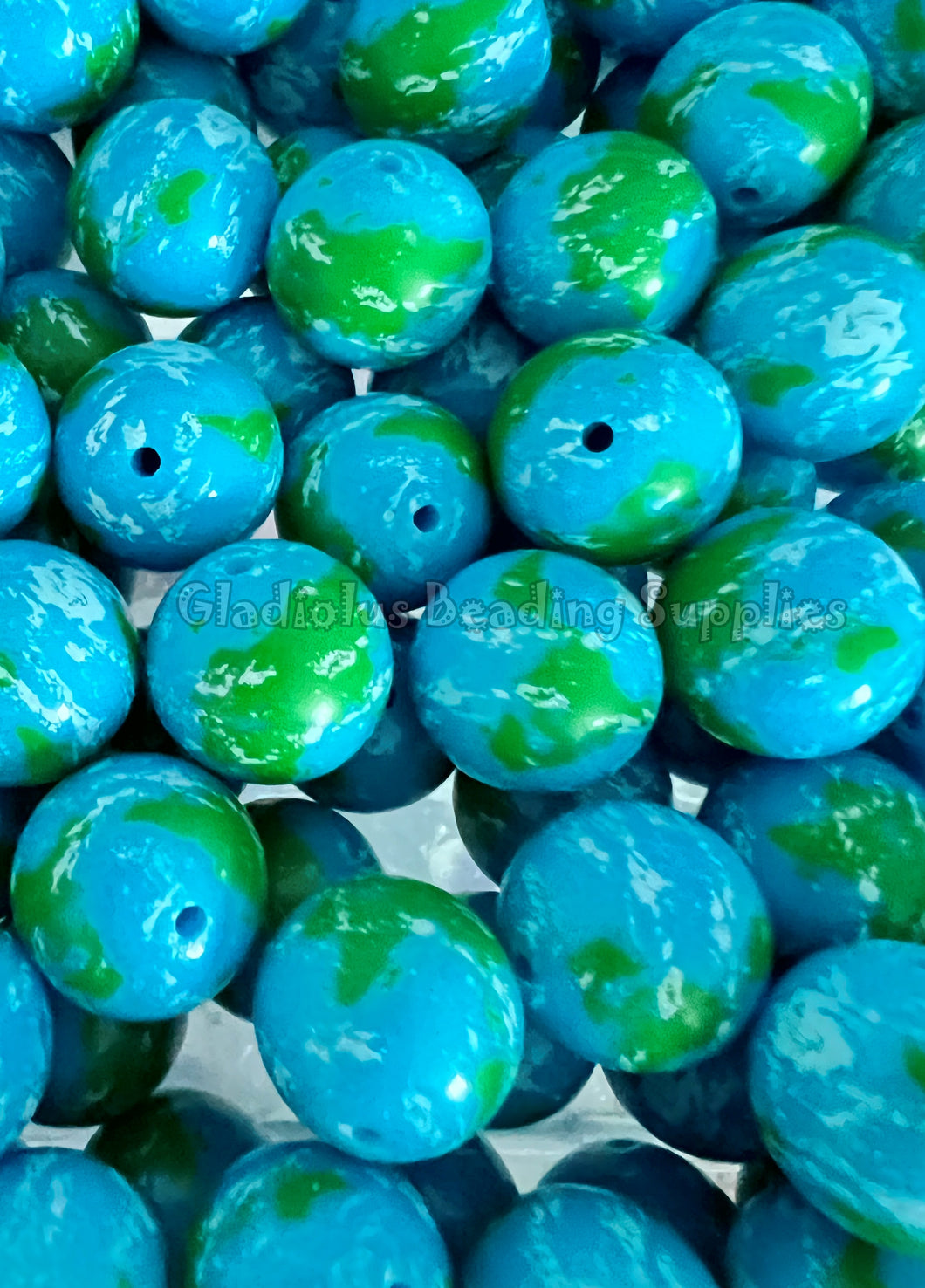 20mm World Print Acrylic Beads - Bubblegum Beads - Chunky Beads