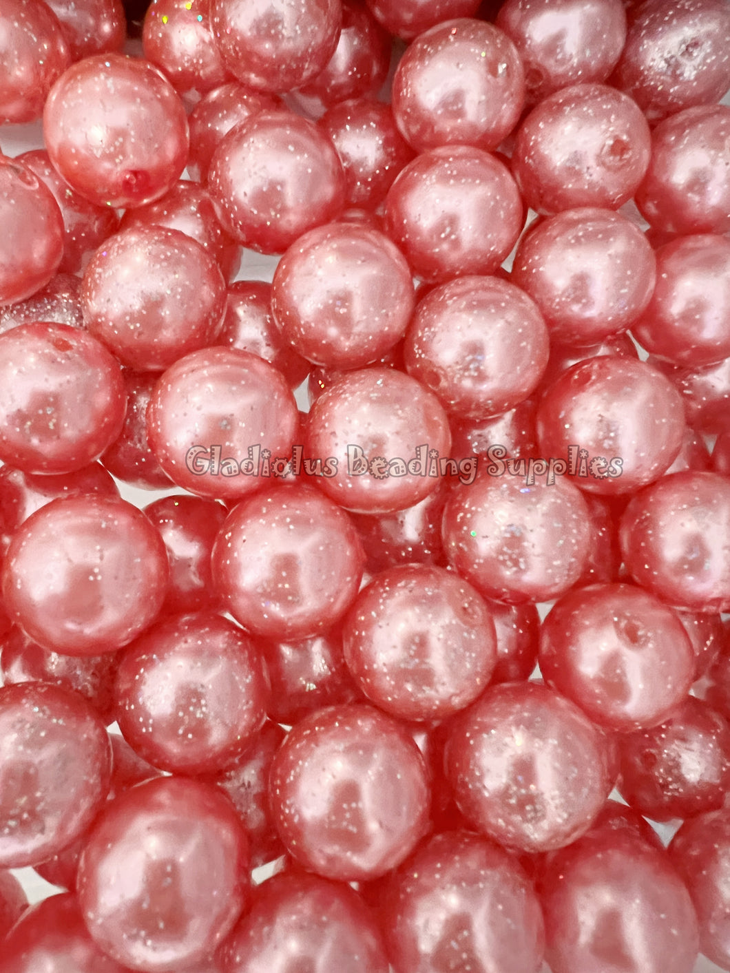 20mm Pink Glitter Look Beads - Acrylic Beads - Bubblegum Beads - Chunky Beads