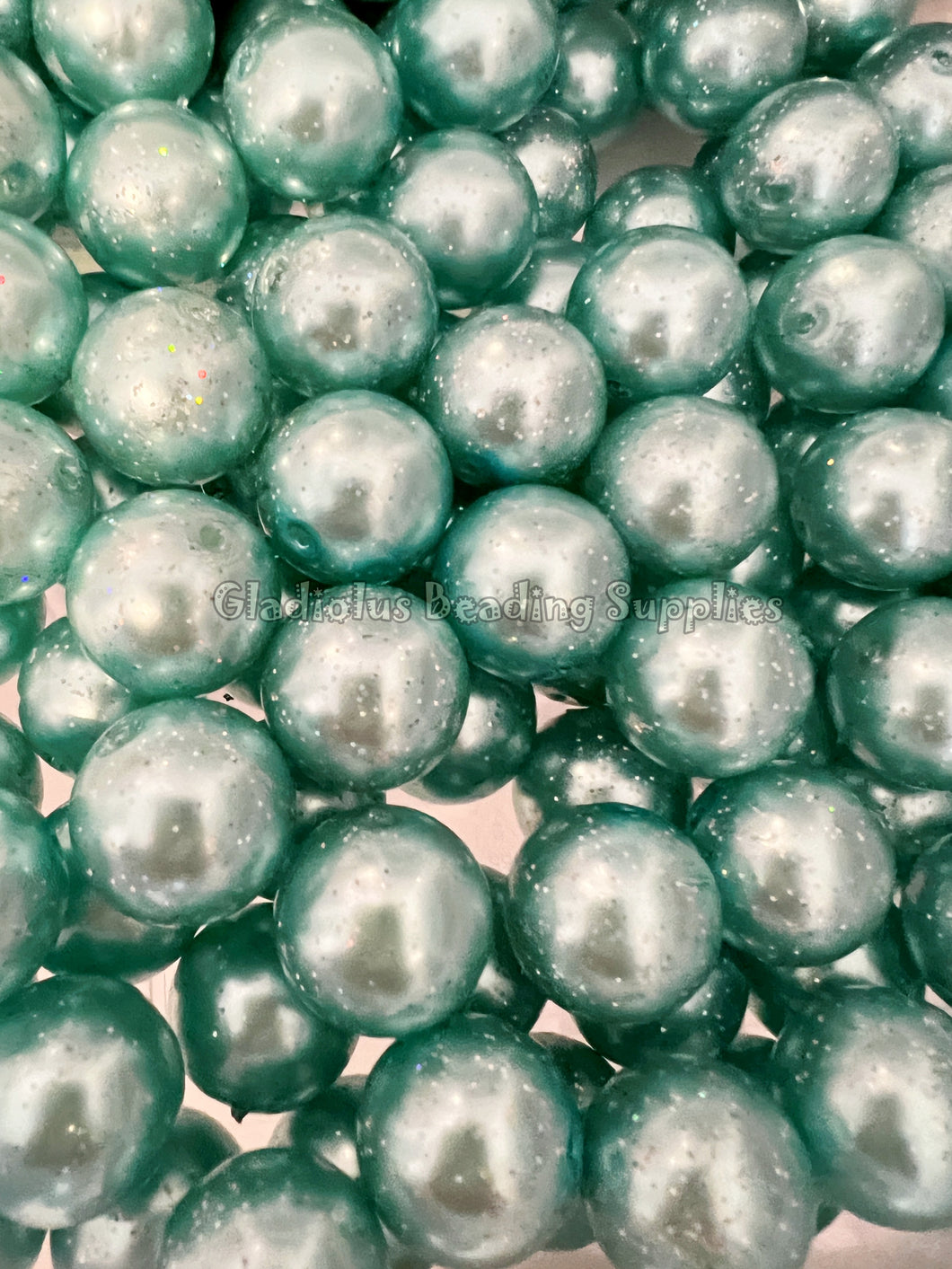 20mm Blue Glitter Look Beads - Acrylic Beads - Bubblegum Beads - Chunky Beads