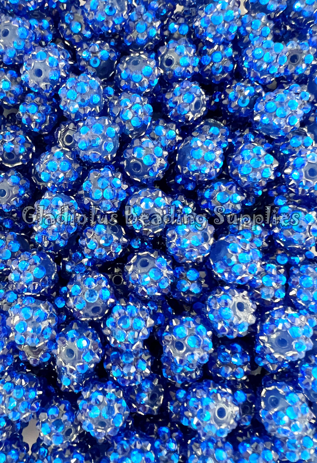 25 Qty 12mm Navy Blue Rhinestone Acrylic Beads - Acrylic Rhinestone Beads - Bubblegum Beads