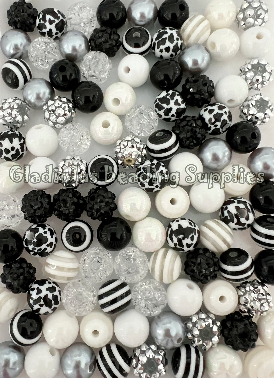 100qty 12mm Cow Mixed Beads - Acrylic Mixed Beads - Bubblegum Beads - Chunky Beads #1244