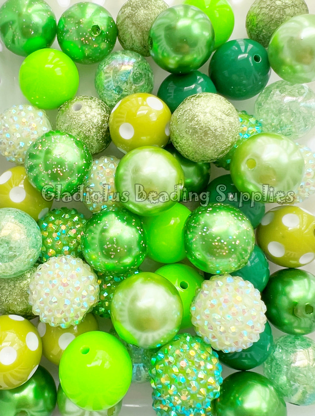 50 Qty 20mm St. Patrick l Theme Mixed Beads - Acrylic Solid Beads - Chunky Beads #123