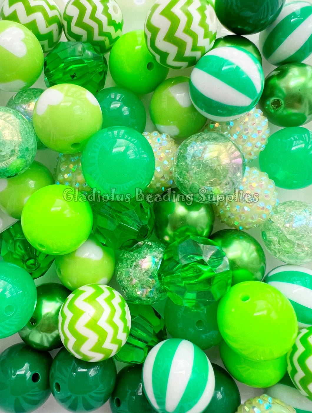 50 Qty 20mm St. Patrick ll Theme Mixed Beads - Acrylic Solid Beads - Chunky Beads #124