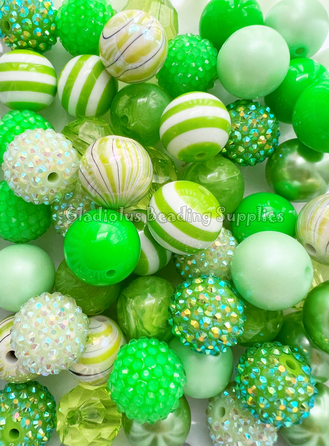 50 Qty 20mm St. Patrick lll Theme Mixed Beads - Acrylic Solid Beads - Chunky Beads #125