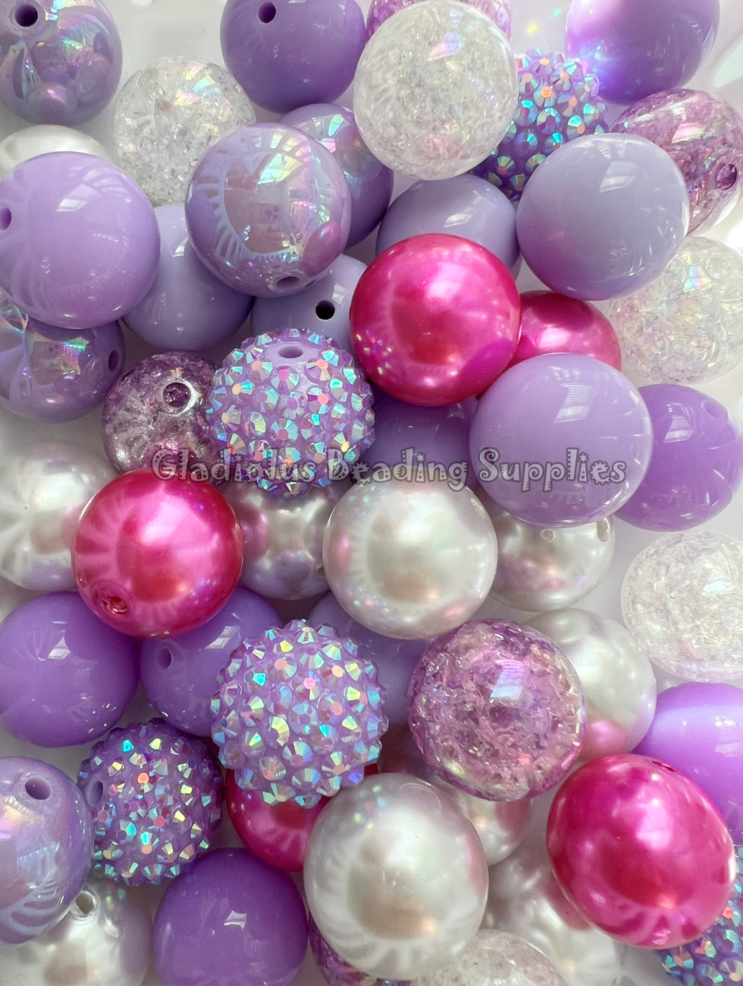 50 Qty 20mm Purple Theme Mixed Beads - Acrylic Mixed Beads - Chunky Beads #127