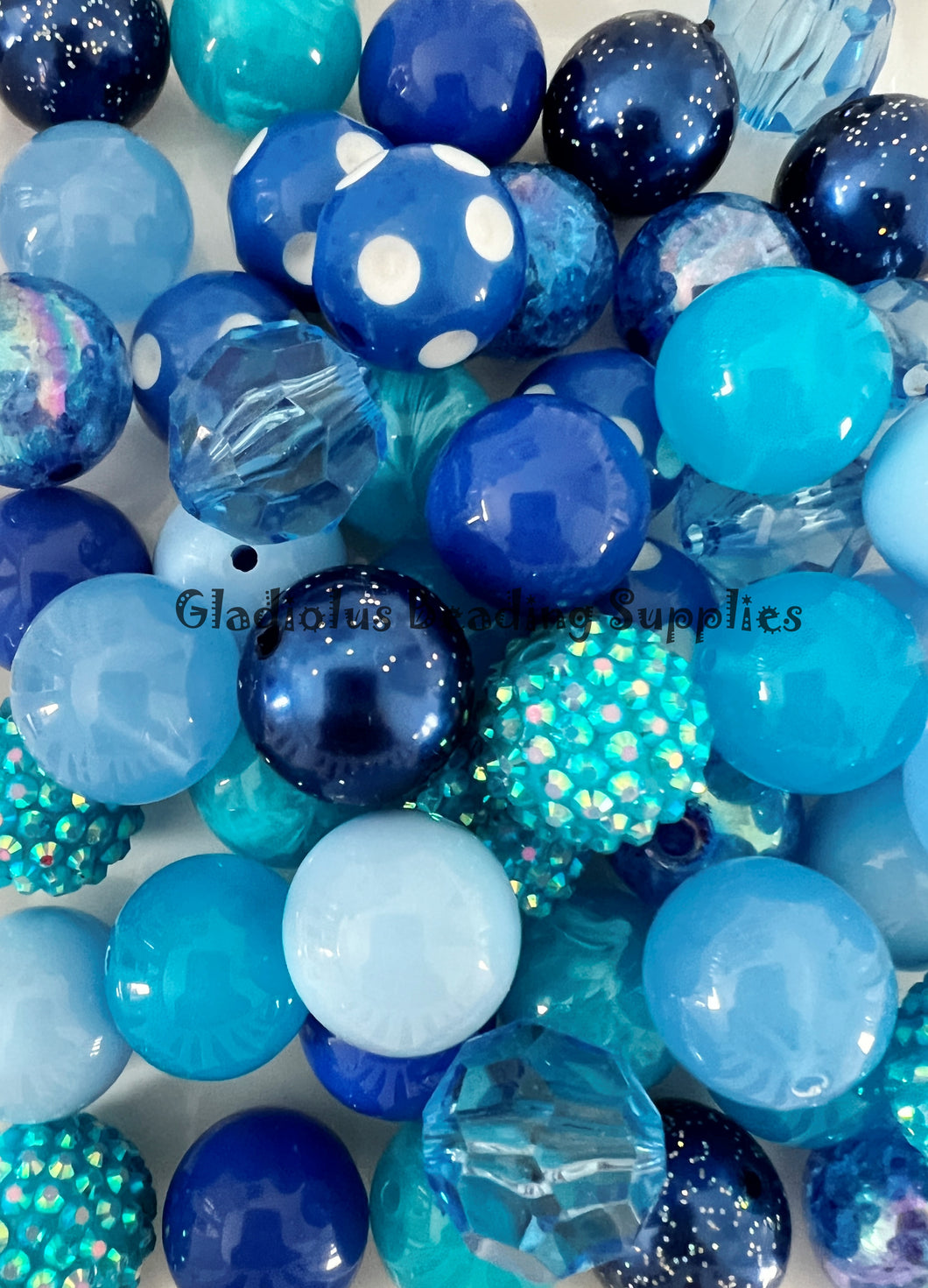 50 Qty 20mm Colorful Blue Theme Mixed Beads - Acrylic Mixed Beads - Chunky Beads #129